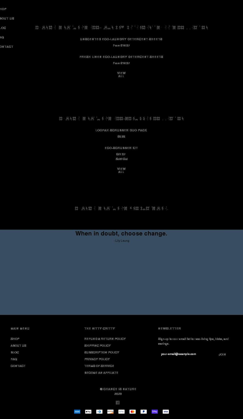 changeisnature.com shopify website screenshot