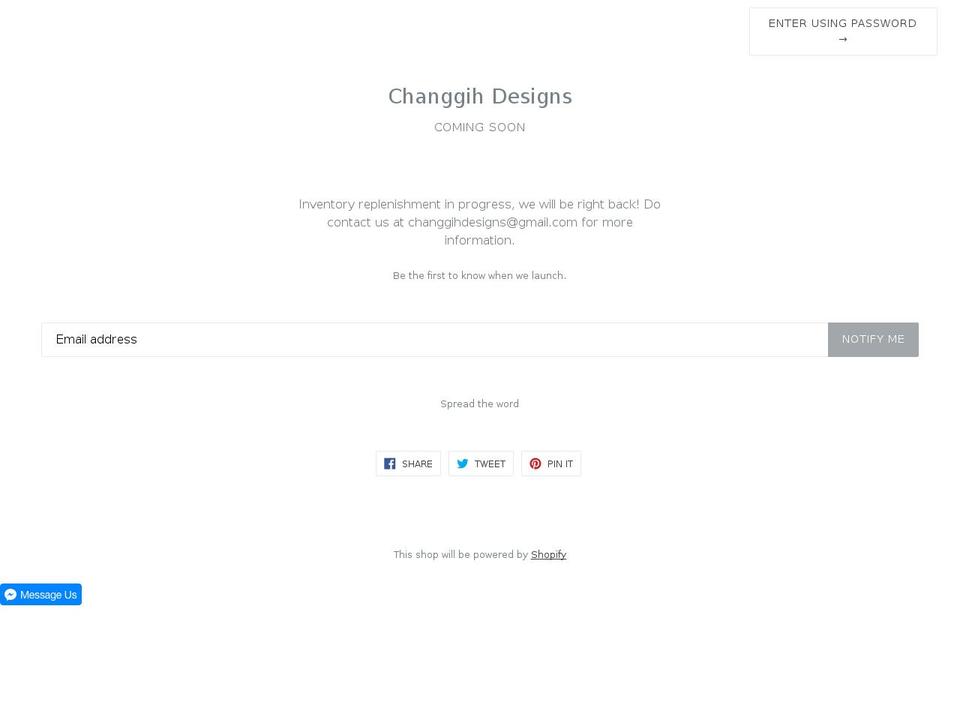 changgihdesigns.com — Shopify storefront screenshot
