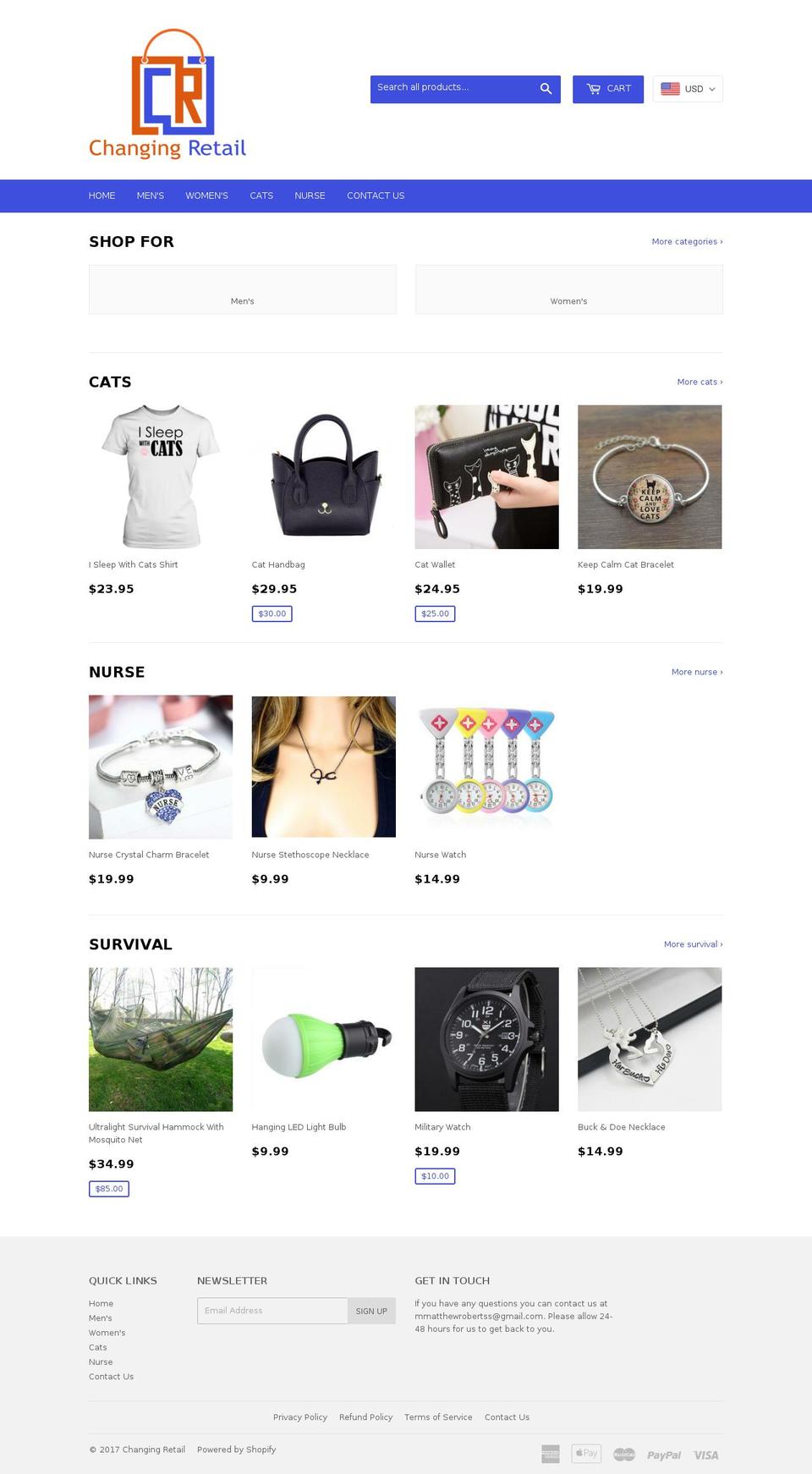 changingretail.com shopify website screenshot