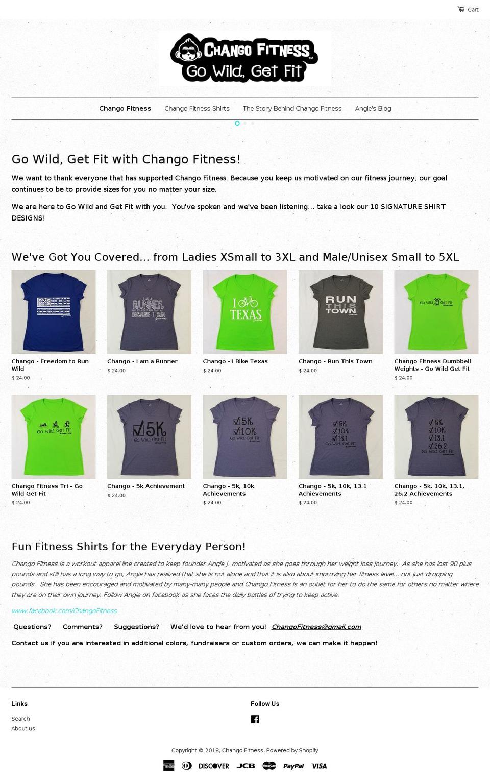 changofitness.org shopify website screenshot