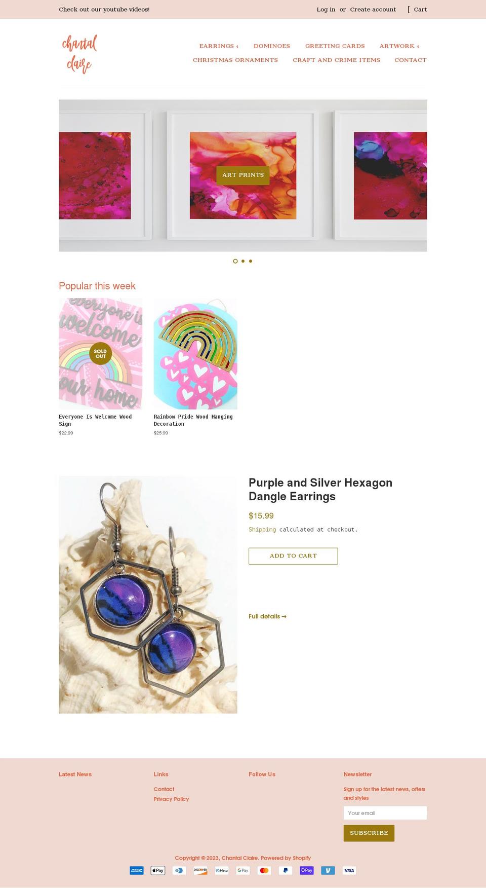 chantalclaire.com shopify website screenshot