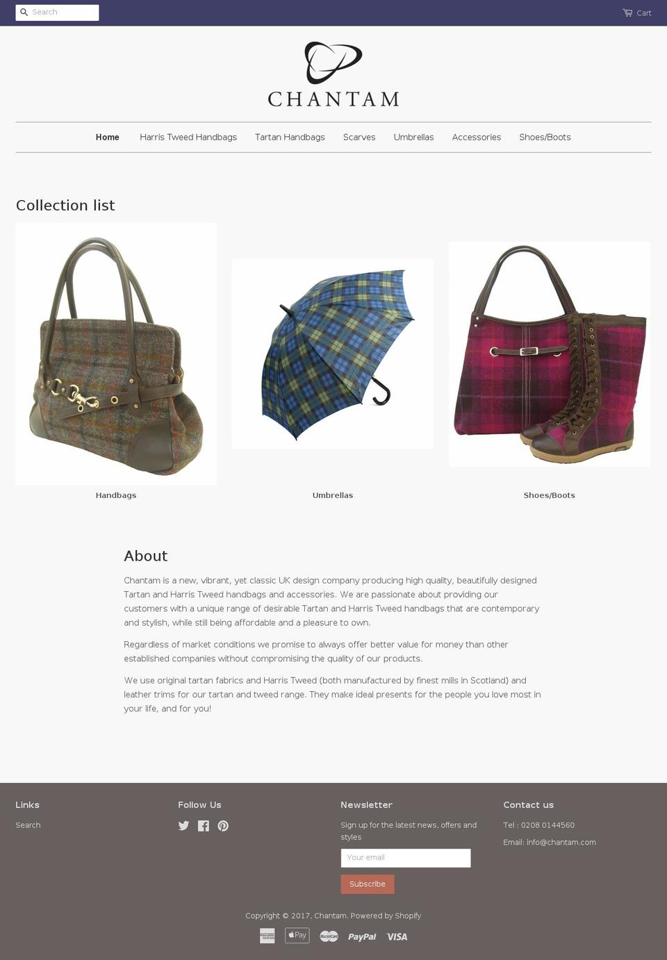chantam.com shopify website screenshot
