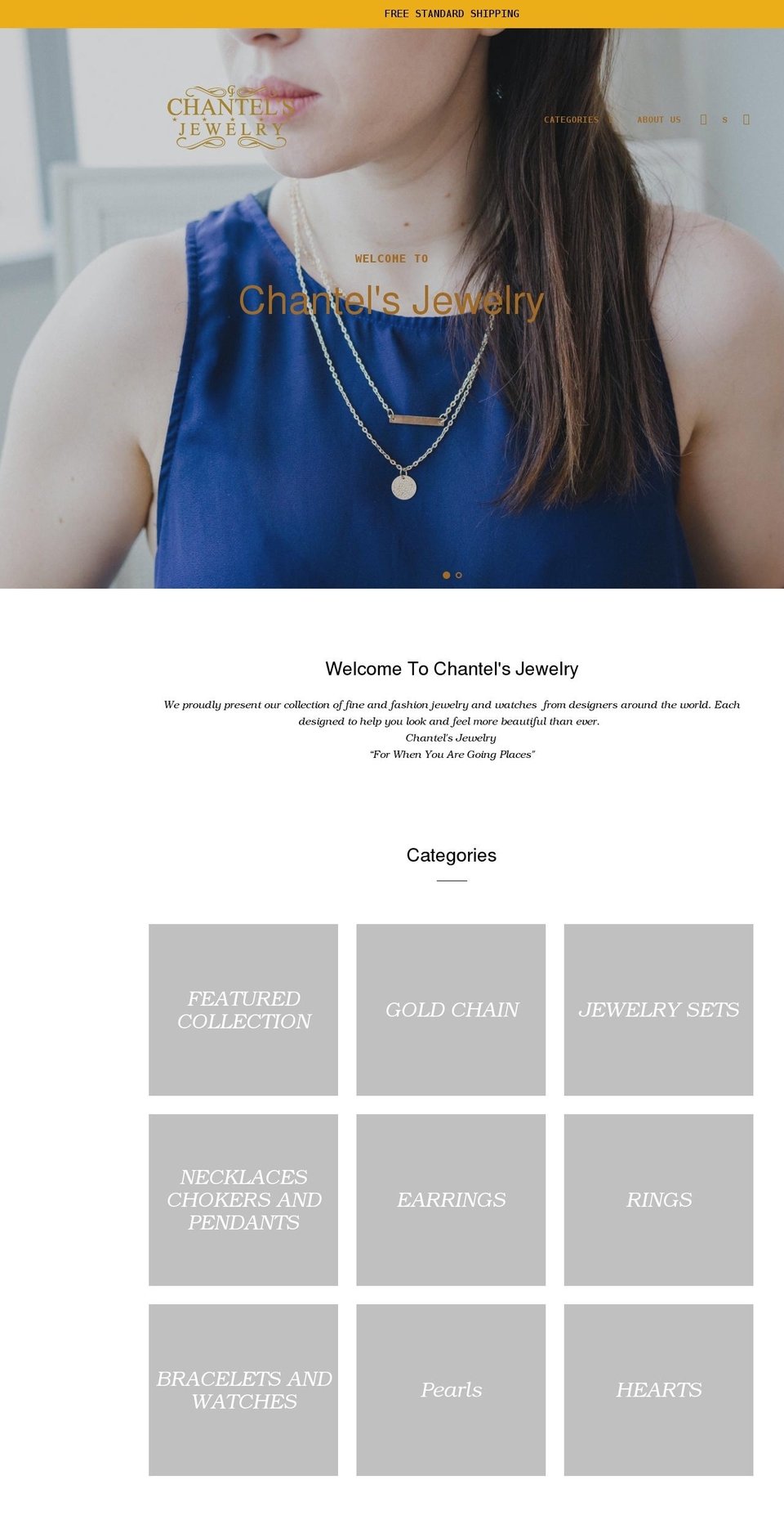 chantelsjewelry.com shopify website screenshot