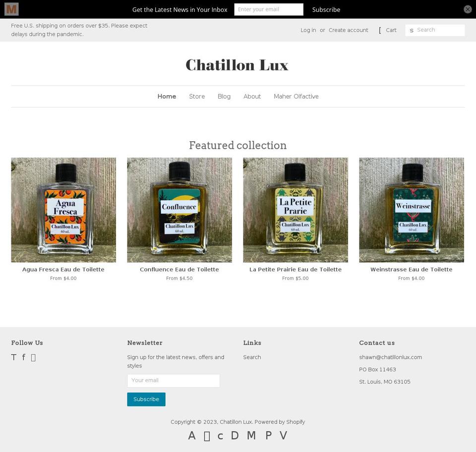 chantillionlux.com — Shopify storefront screenshot