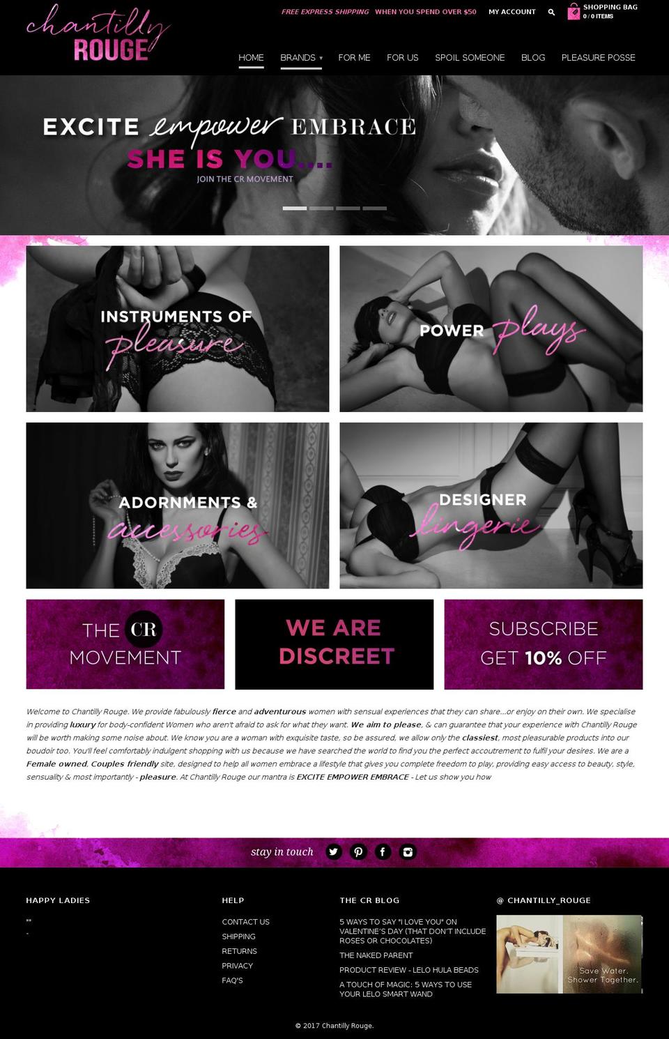 chantillyrouge.com shopify website screenshot