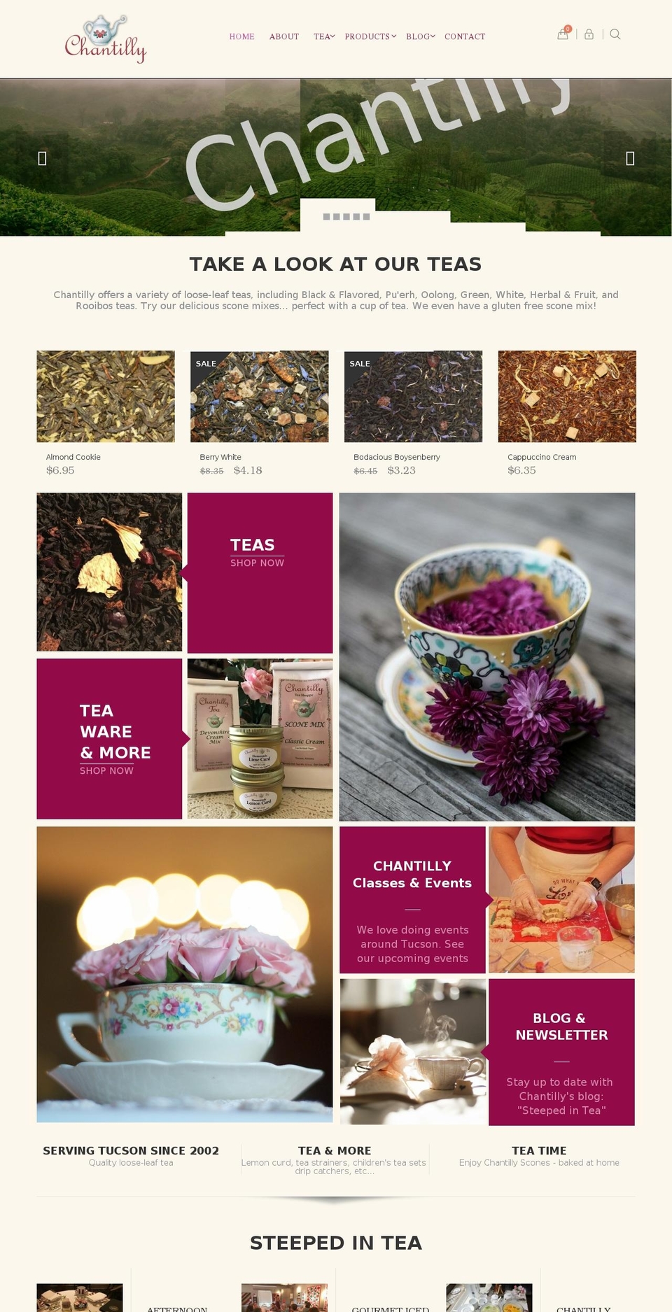 chantillytea.com — Shopify storefront screenshot