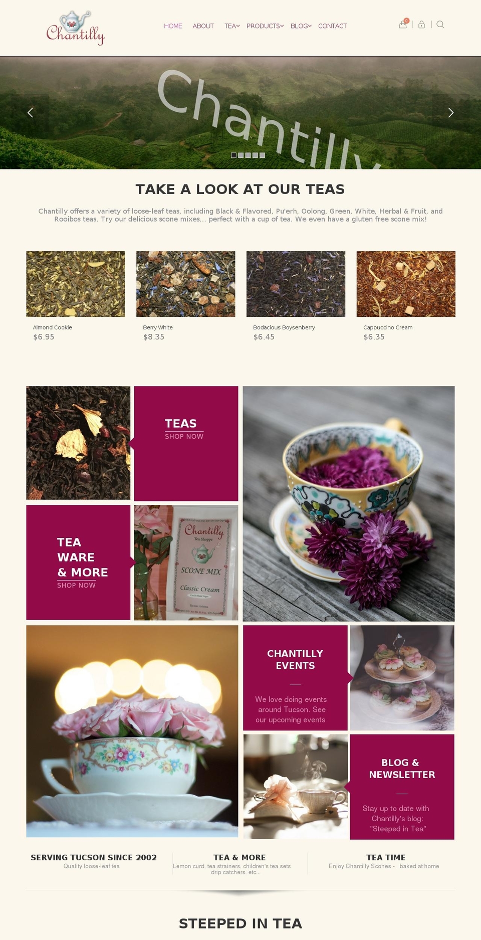 chantillytearoom.com shopify website screenshot
