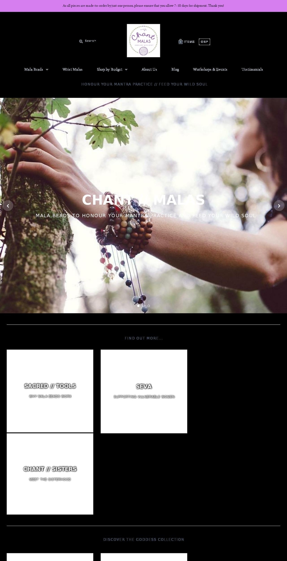 chantmalas.co.uk shopify website screenshot