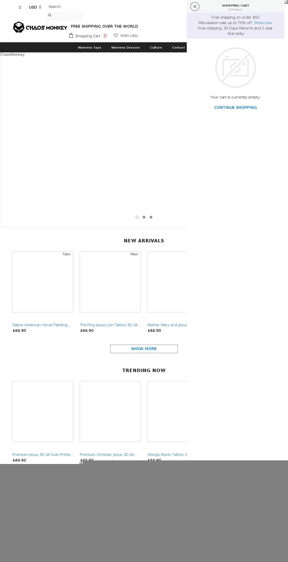 chaos-monkeys.com shopify website screenshot