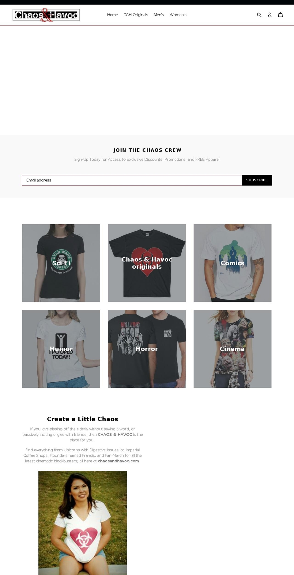 chaosandhavoc.com shopify website screenshot