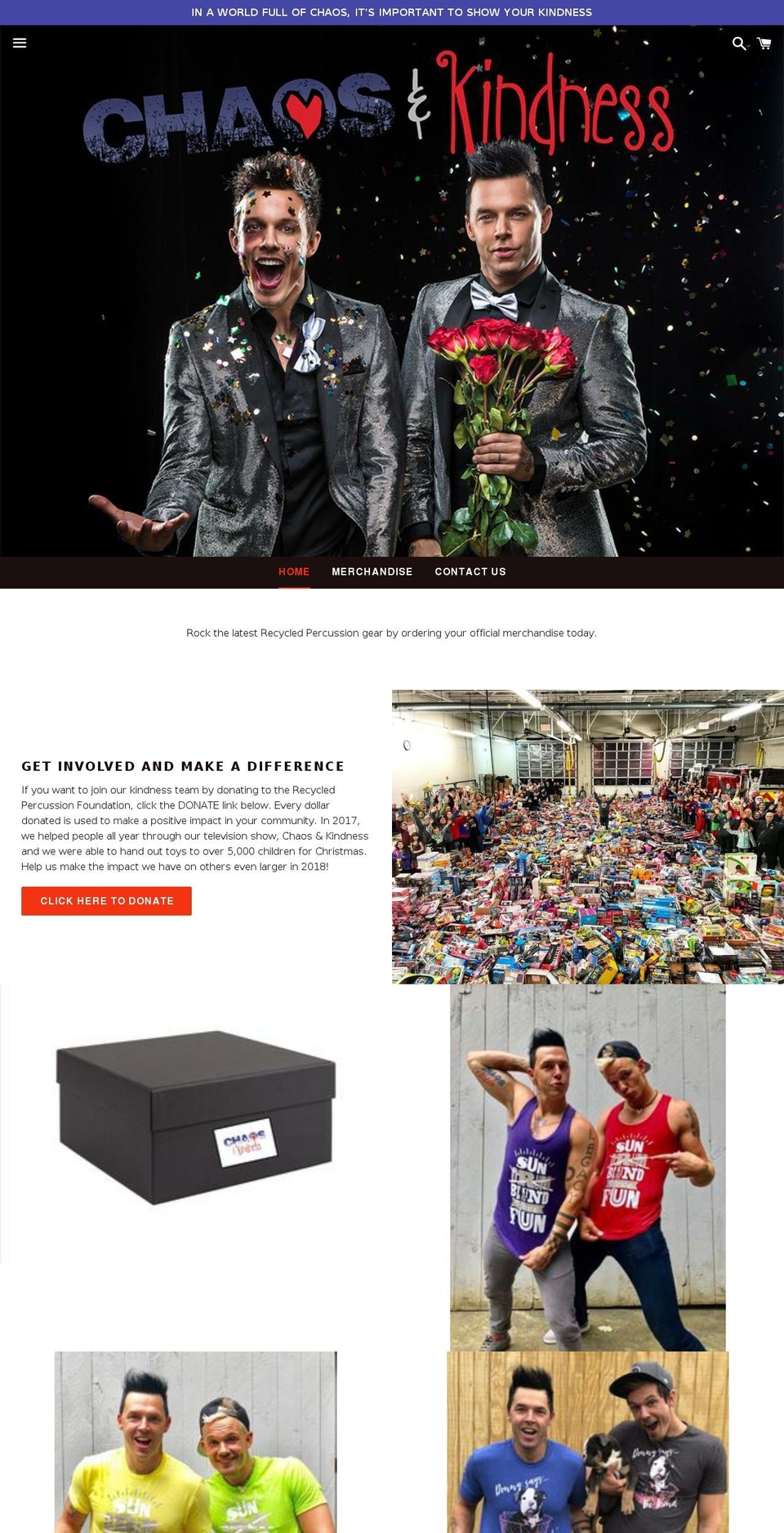 chaosandkindness.com — Shopify storefront screenshot