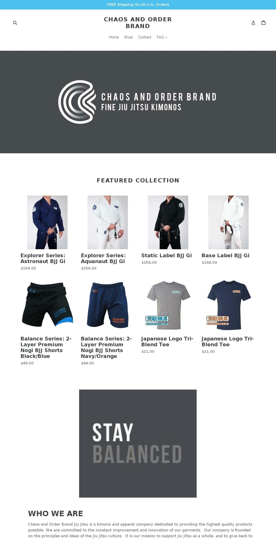 chaosandorderbjj.com shopify website screenshot