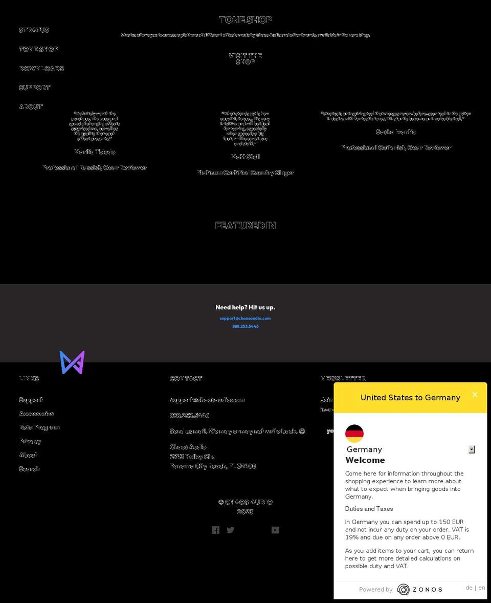 chaosaudio.com shopify website screenshot