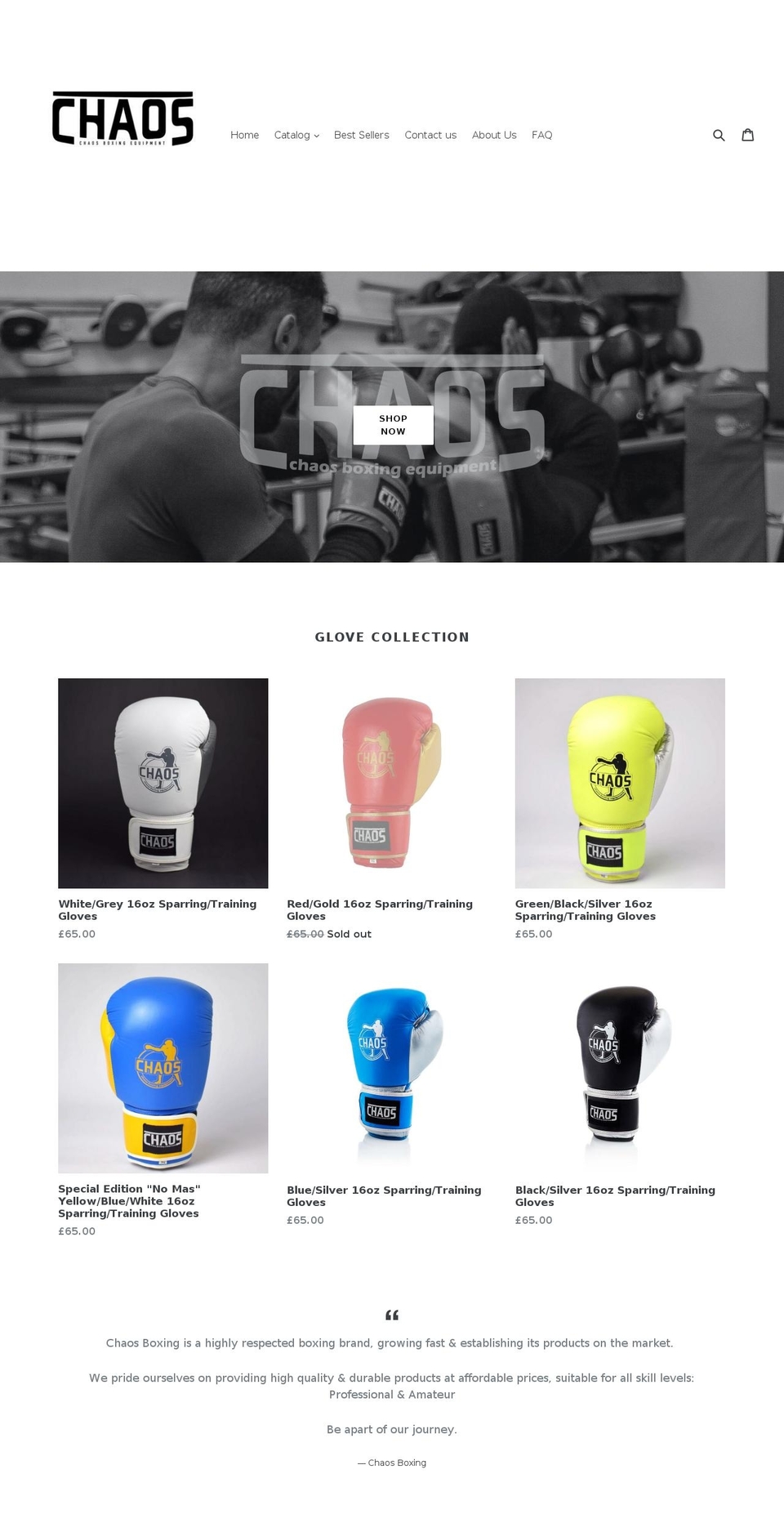 chaosboxing.com shopify website screenshot