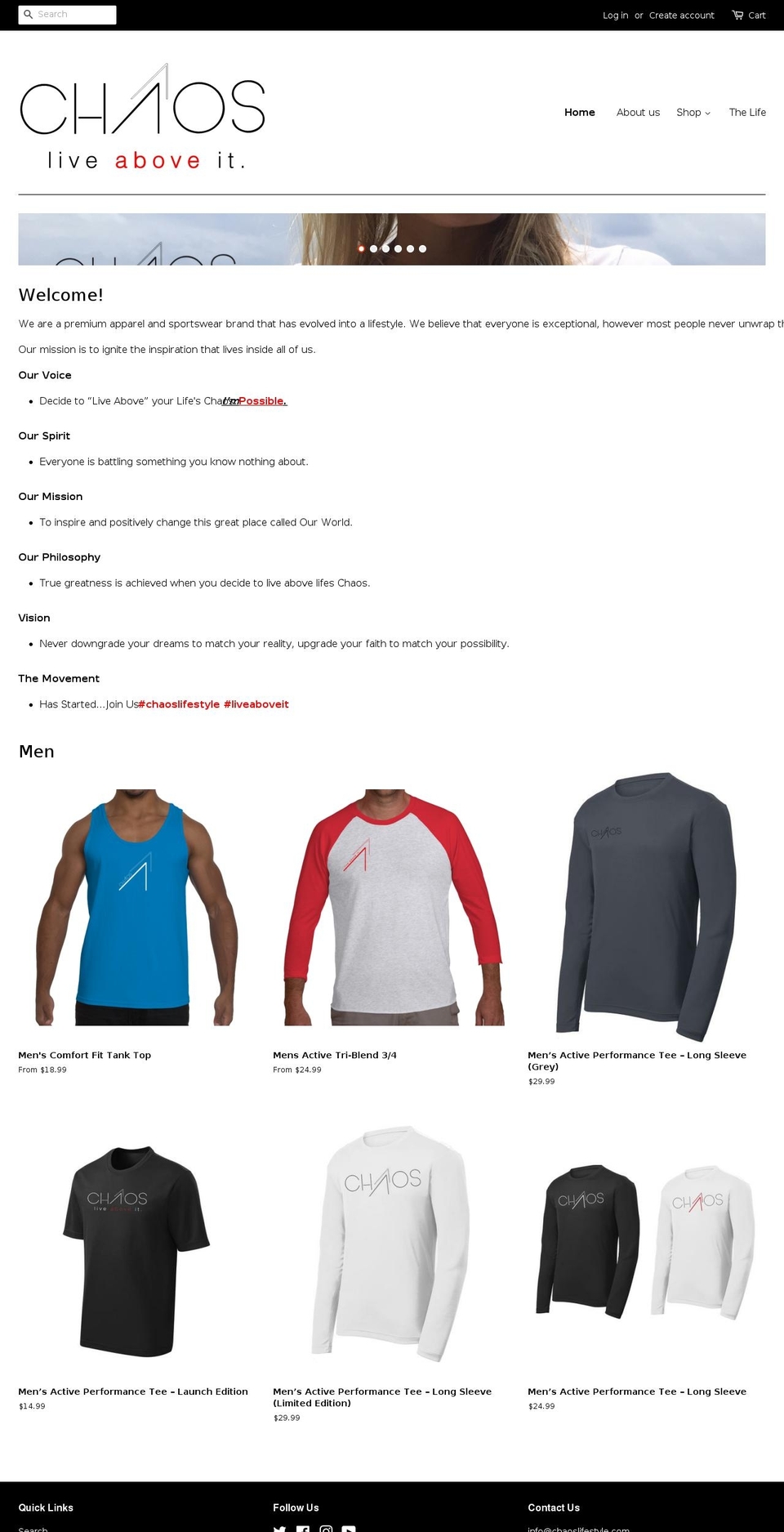 chaoslifestyle.com shopify website screenshot