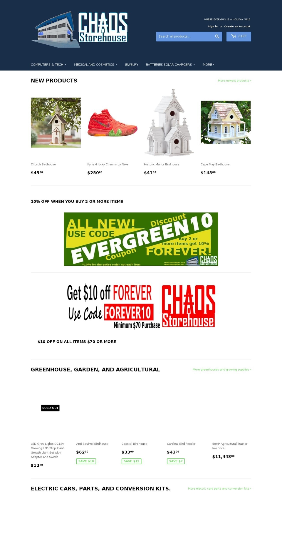 chaosstorehouse.com — Shopify storefront screenshot
