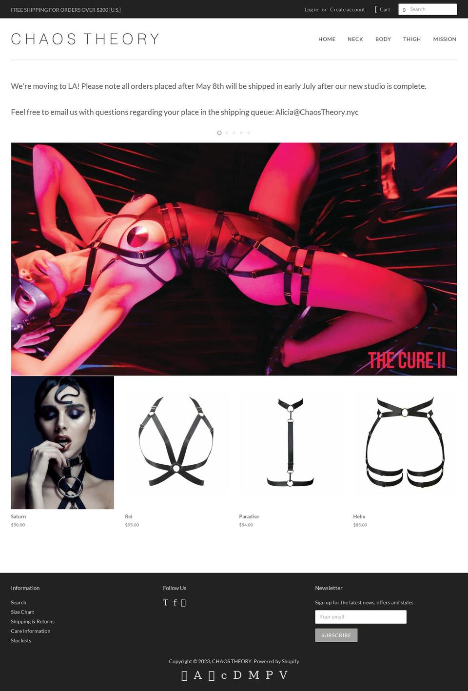 chaostheory.nyc shopify website screenshot