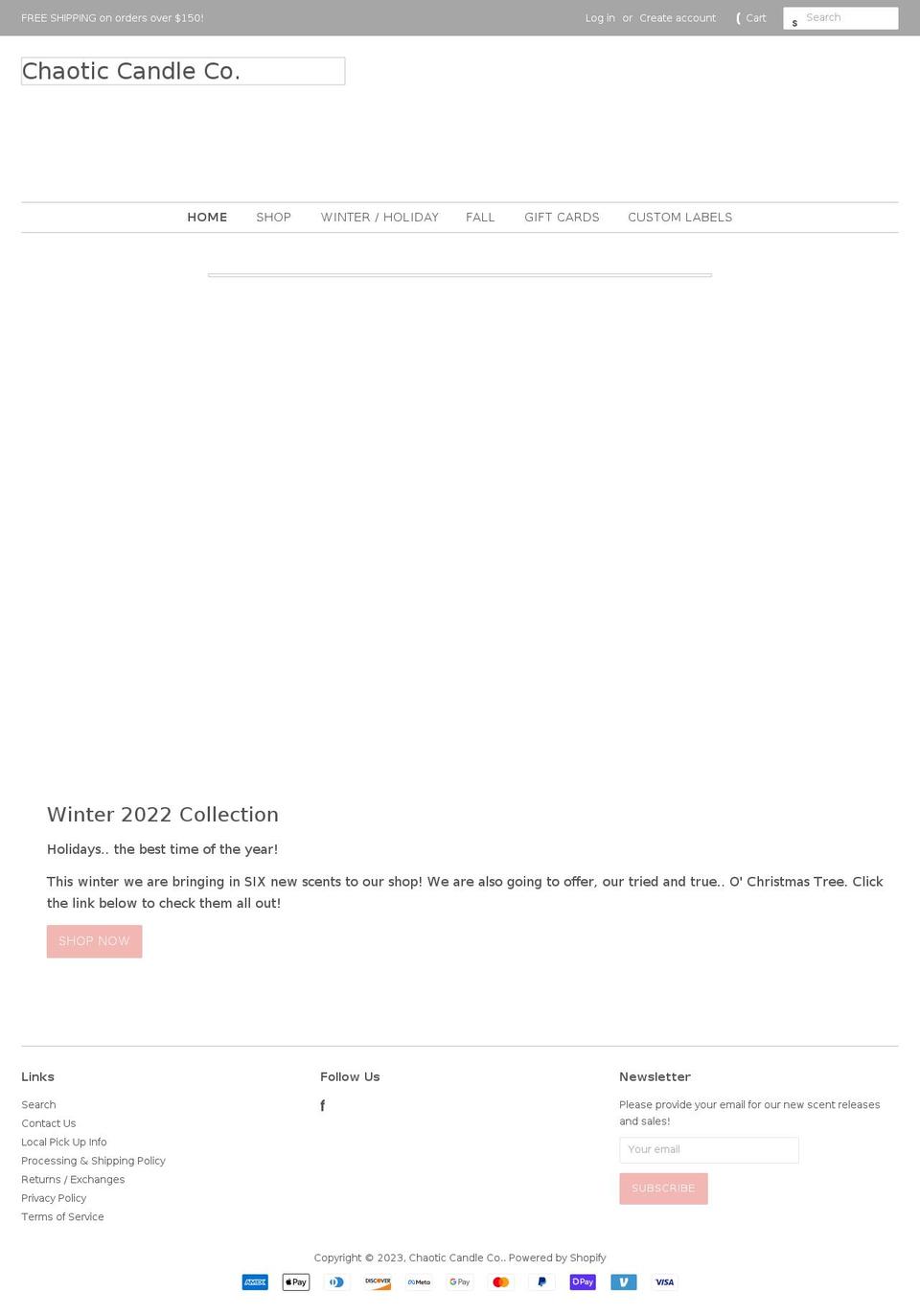 chaoticcandleco.com shopify website screenshot