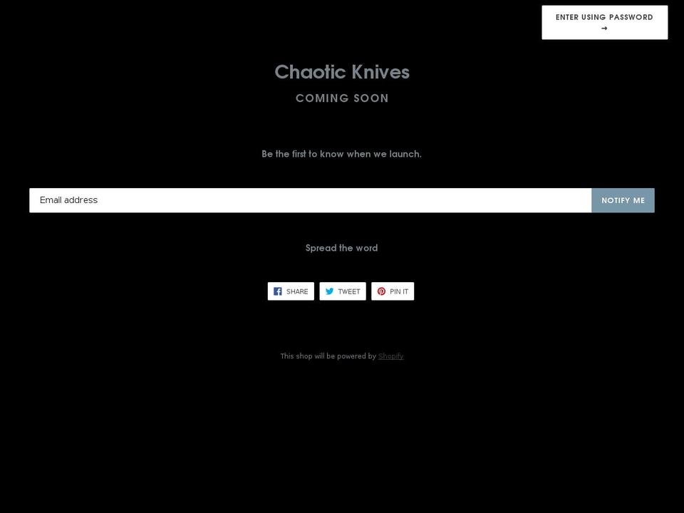 chaoticknives.com — Shopify storefront screenshot