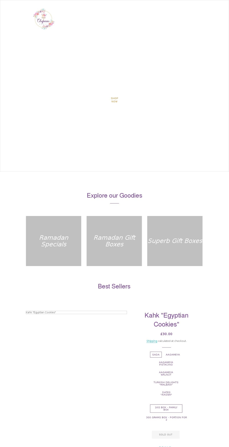 chapeaucakes.co.uk shopify website screenshot