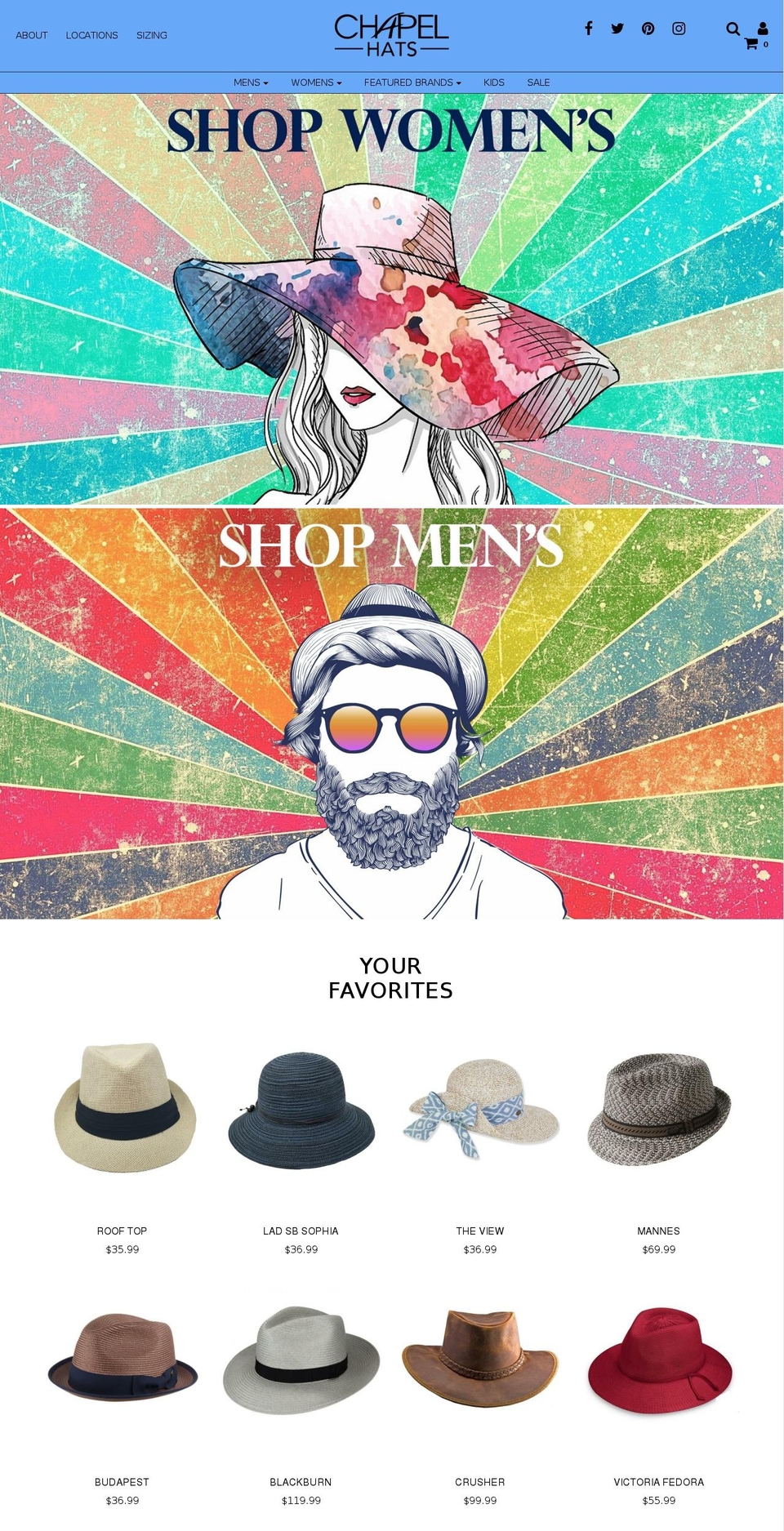 chapelhats.com shopify website screenshot