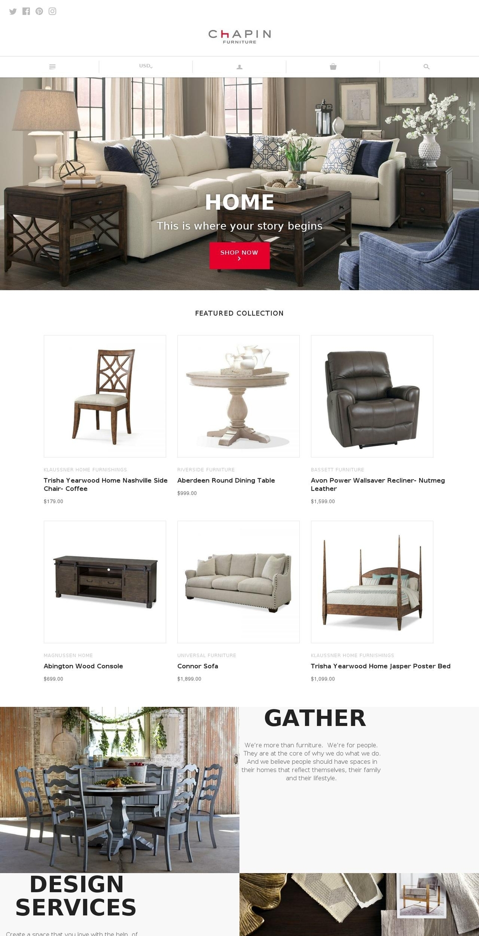 chapin.furniture shopify website screenshot