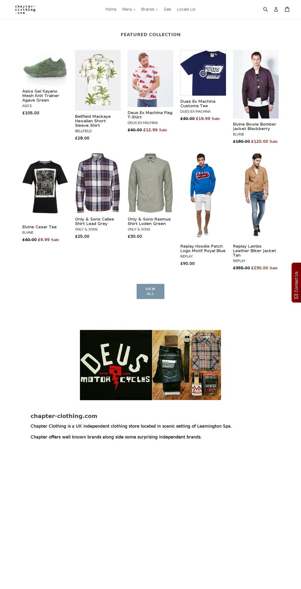 chapter-clothing.com shopify website screenshot