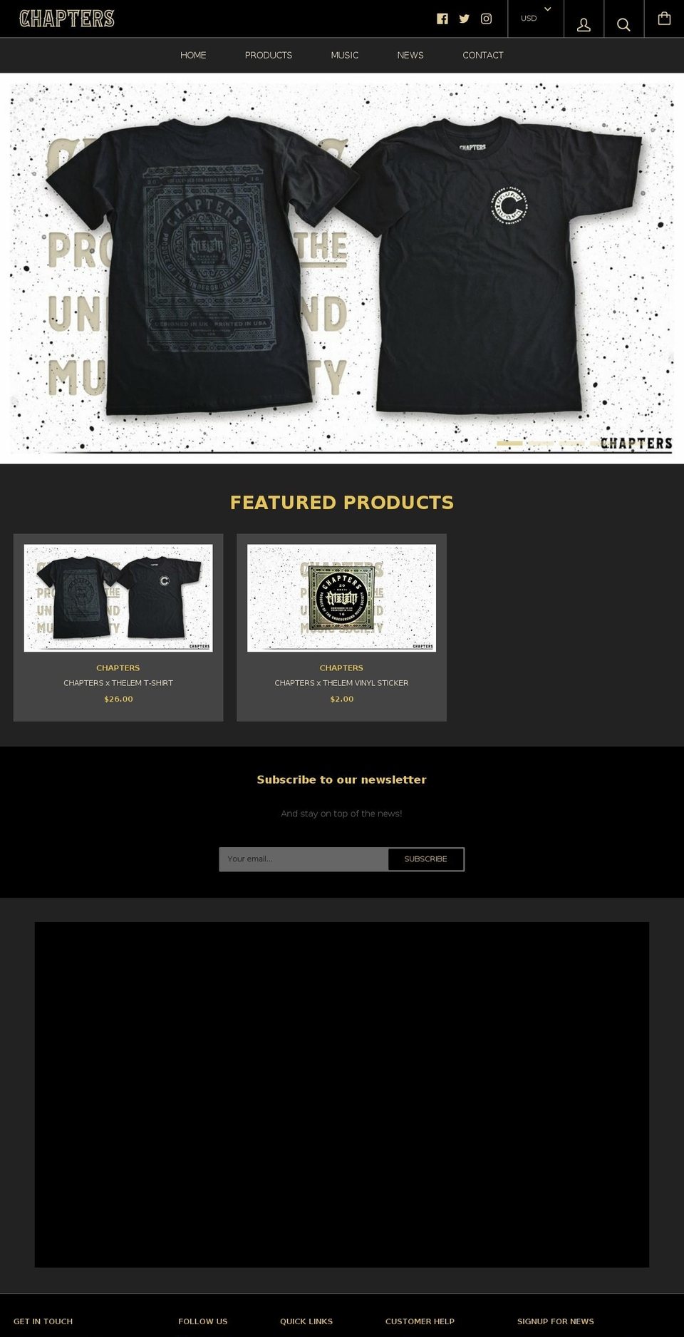 chaptersmusic.com — Shopify storefront screenshot