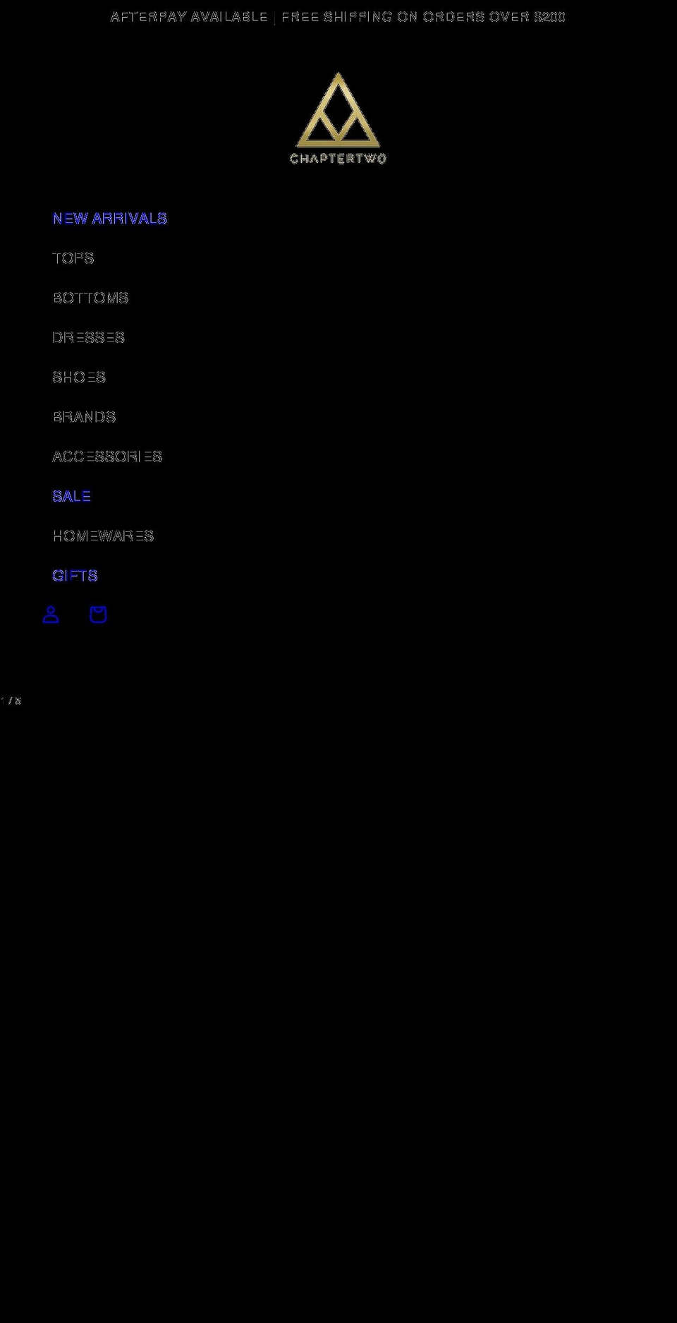 chaptertwoboutique.com.au shopify website screenshot
