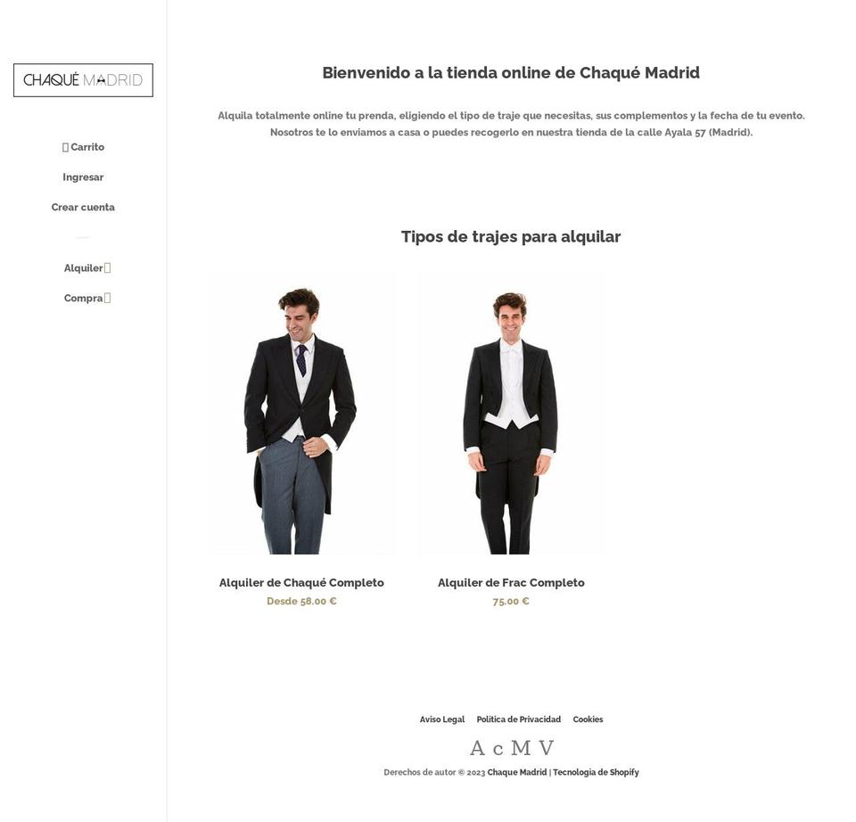 chaque-madrid.myshopify.com shopify website screenshot