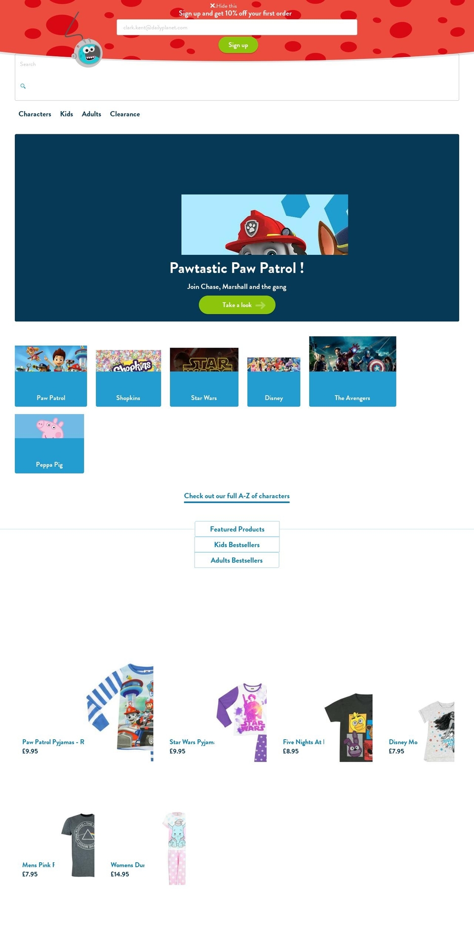 character.com shopify website screenshot