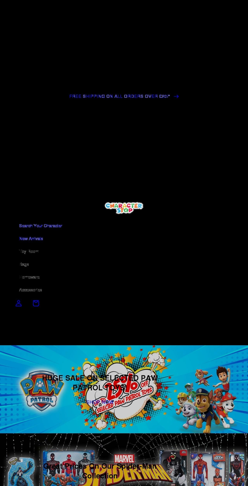 characterstop.com shopify website screenshot