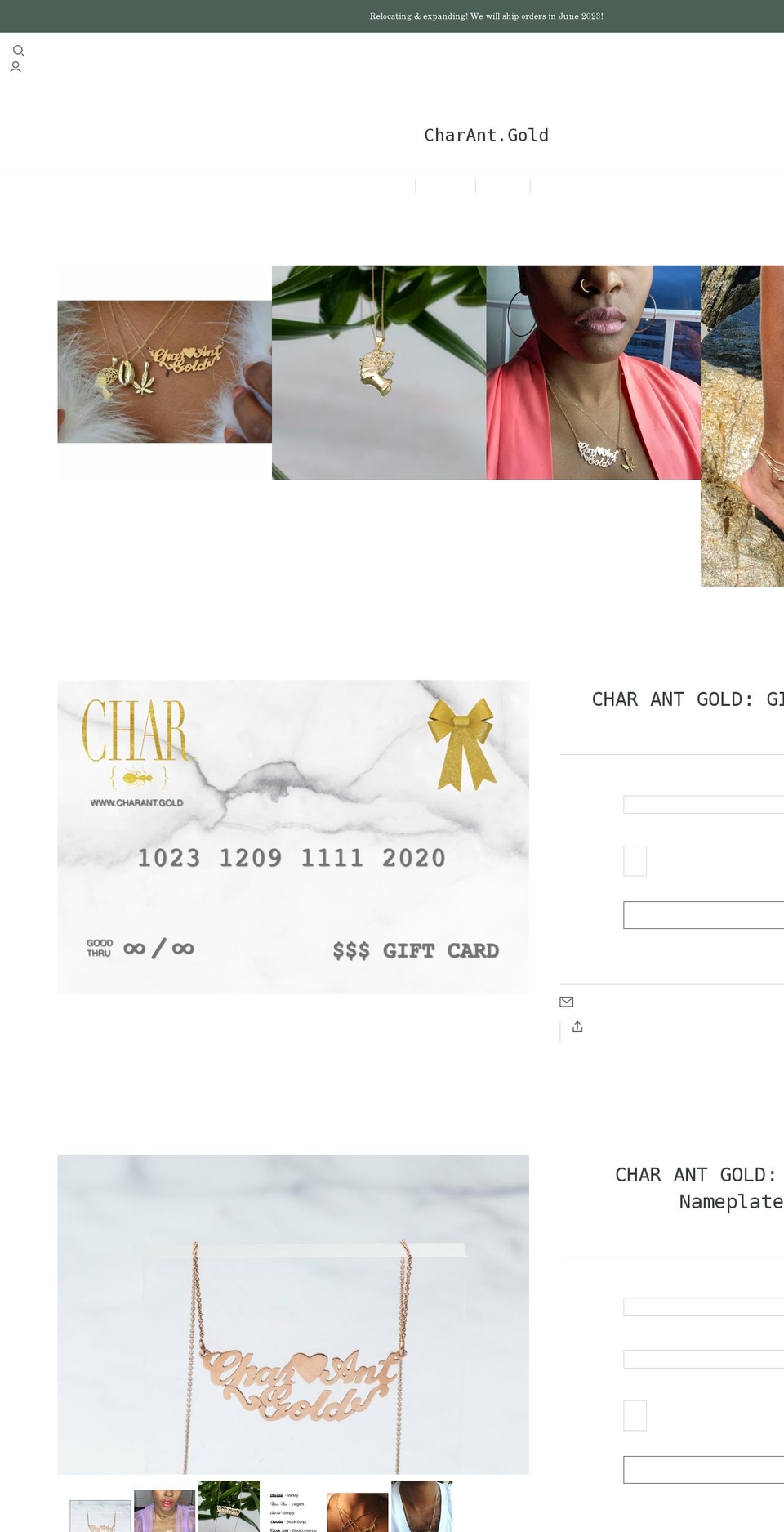 charant.gold shopify website screenshot