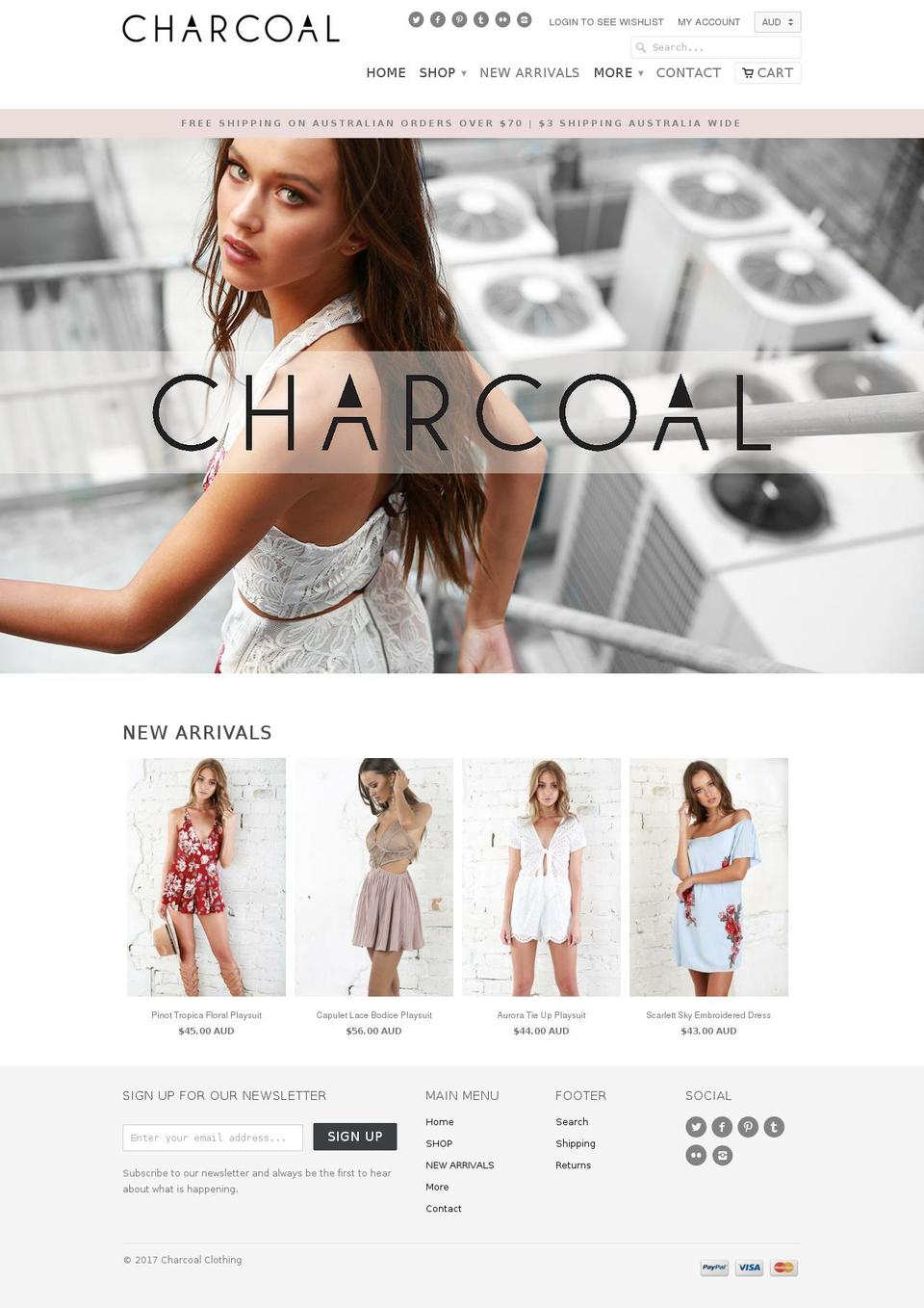 charcoalclothing.com.au shopify website screenshot