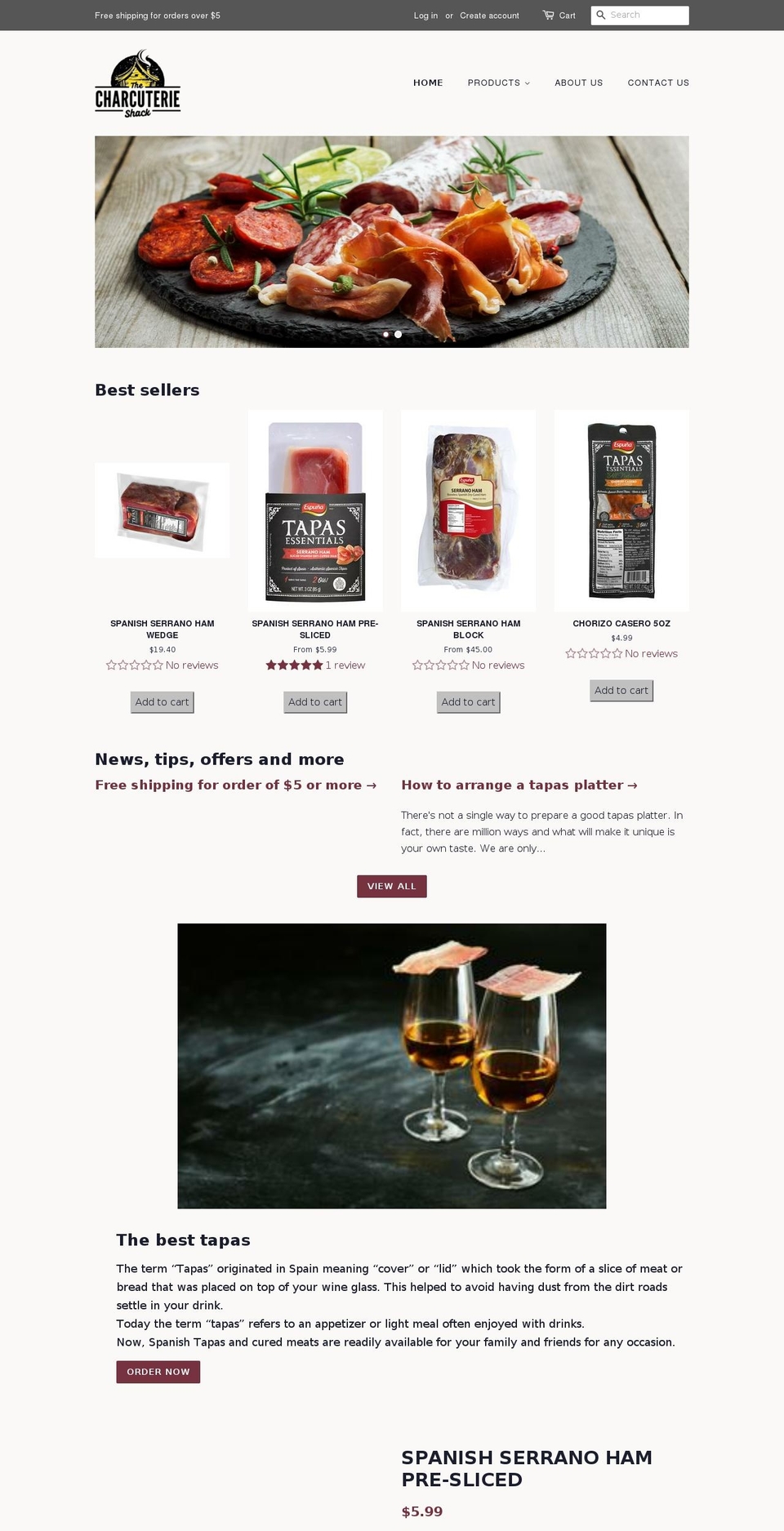 charcuterieshack.com — Shopify storefront screenshot