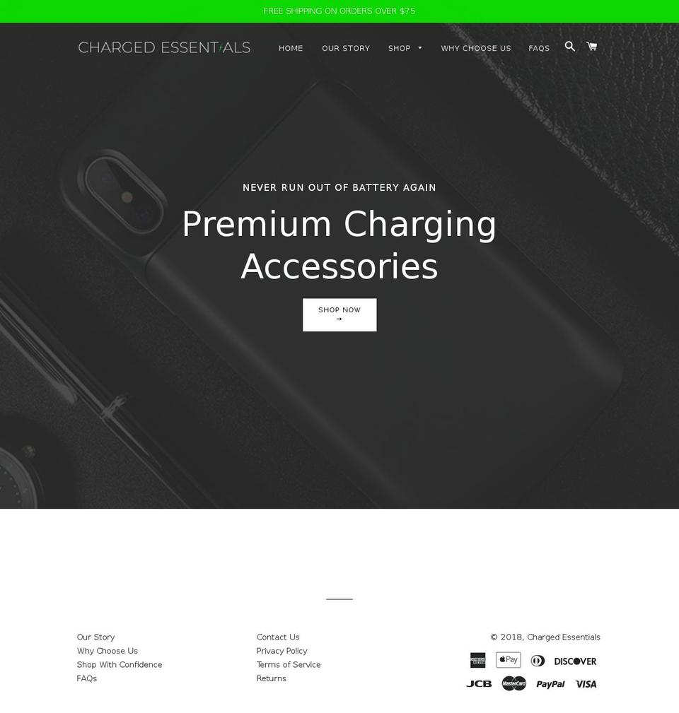 chargedessentials.com — Shopify storefront screenshot