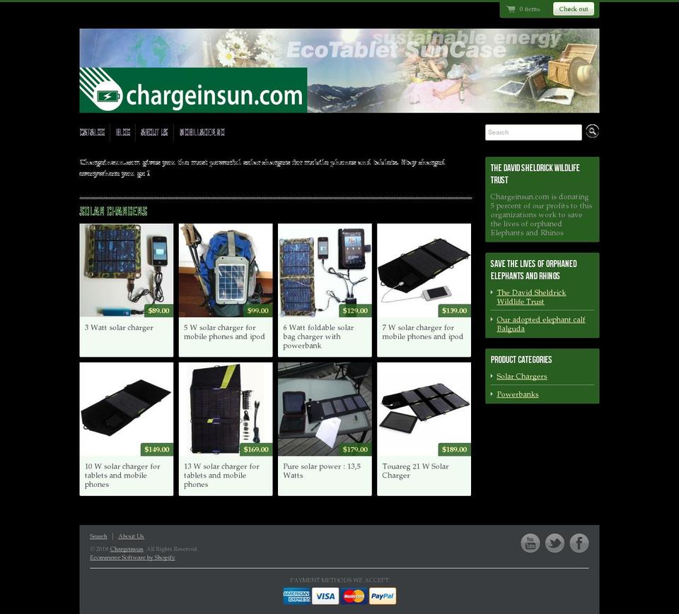 chargeinsun.com shopify website screenshot