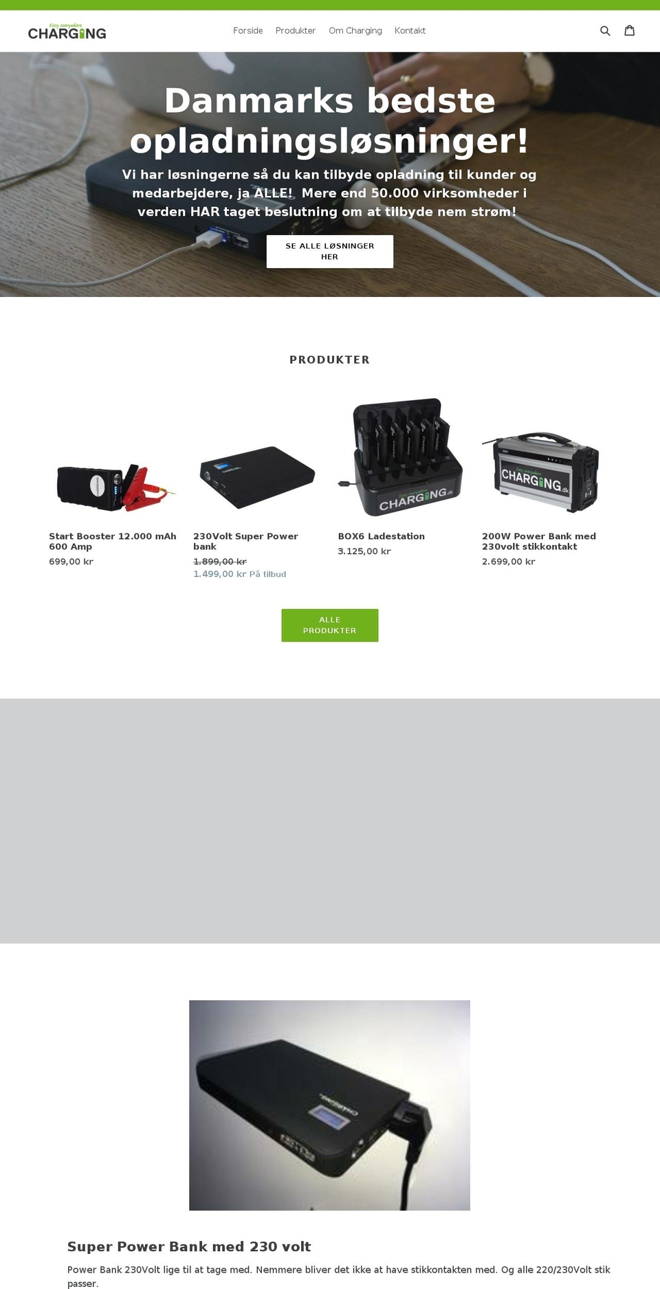 charging.dk shopify website screenshot