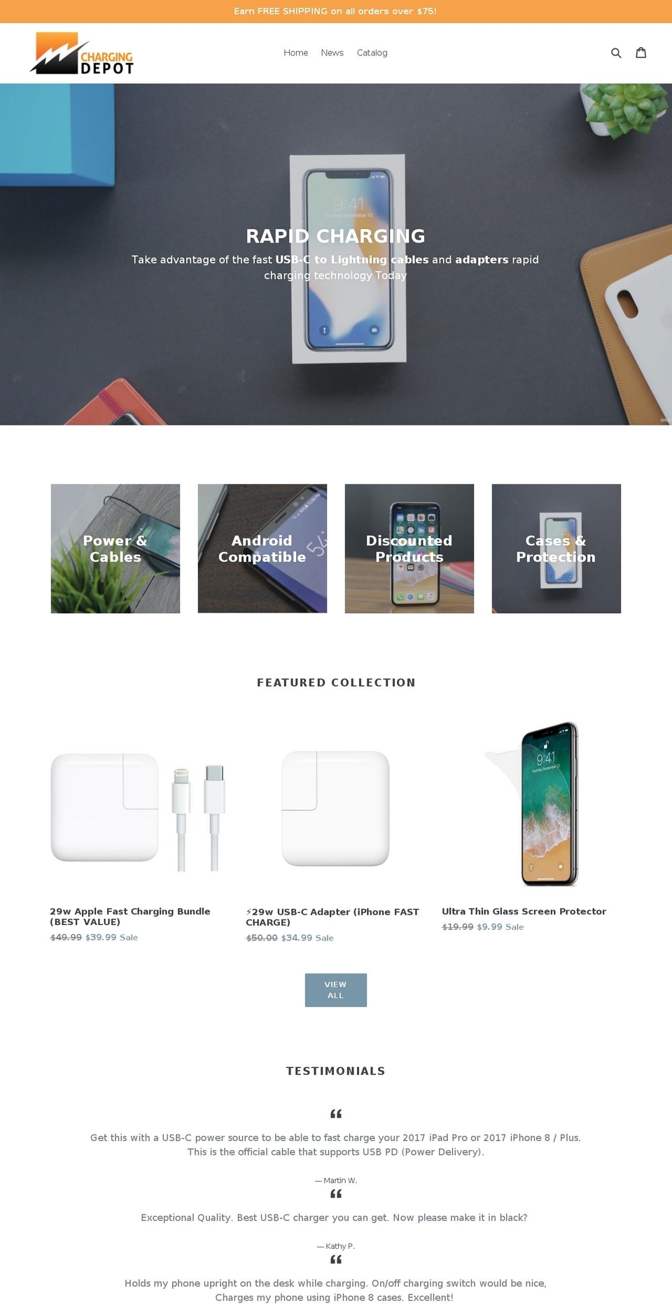 chargingdepot.com — Shopify storefront screenshot
