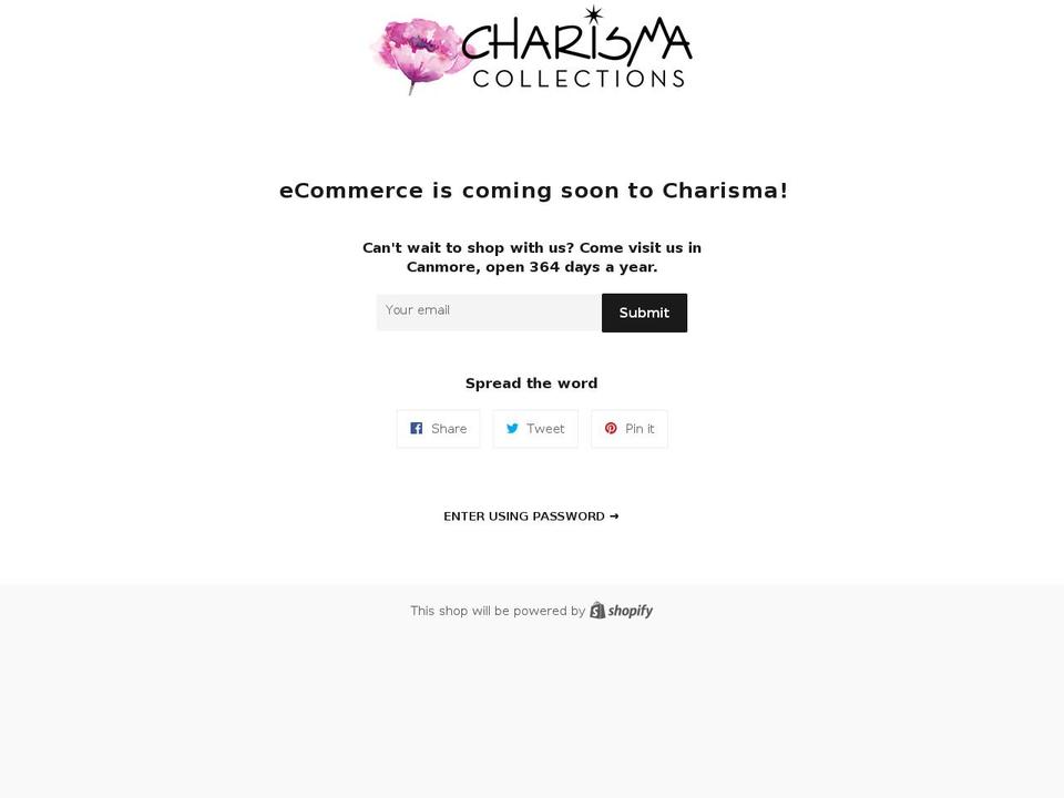 charismacollections.ca shopify website screenshot