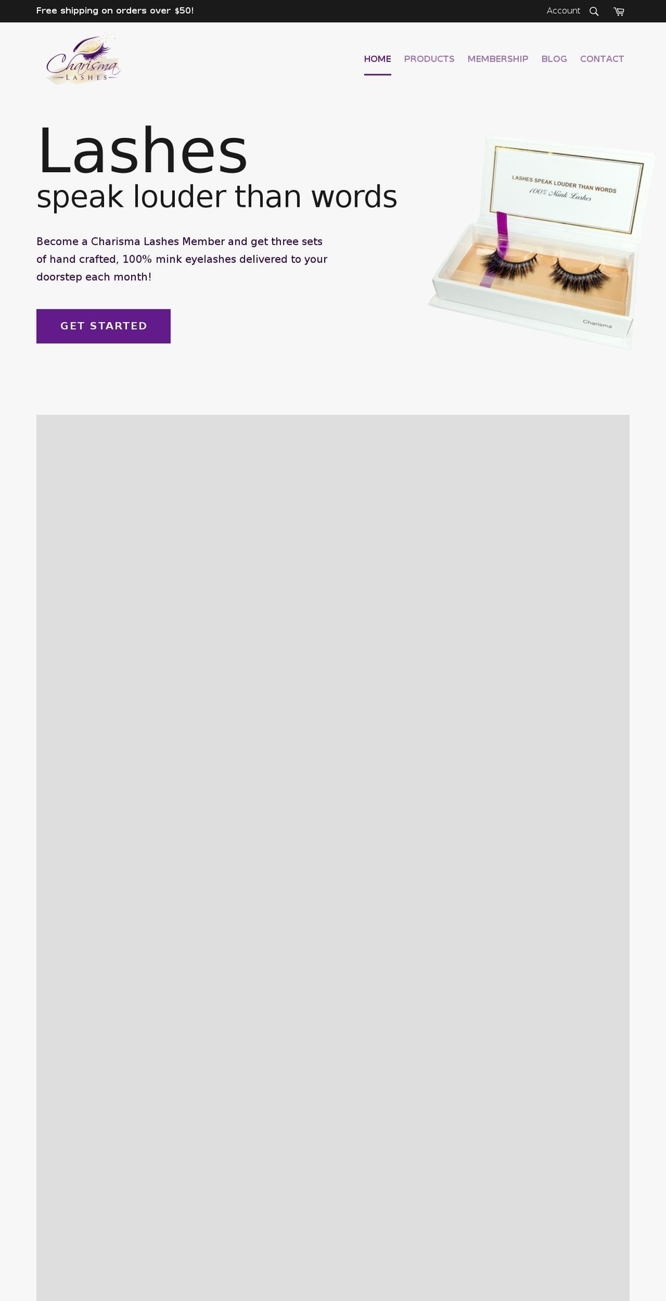 charismalashes.com — Shopify storefront screenshot
