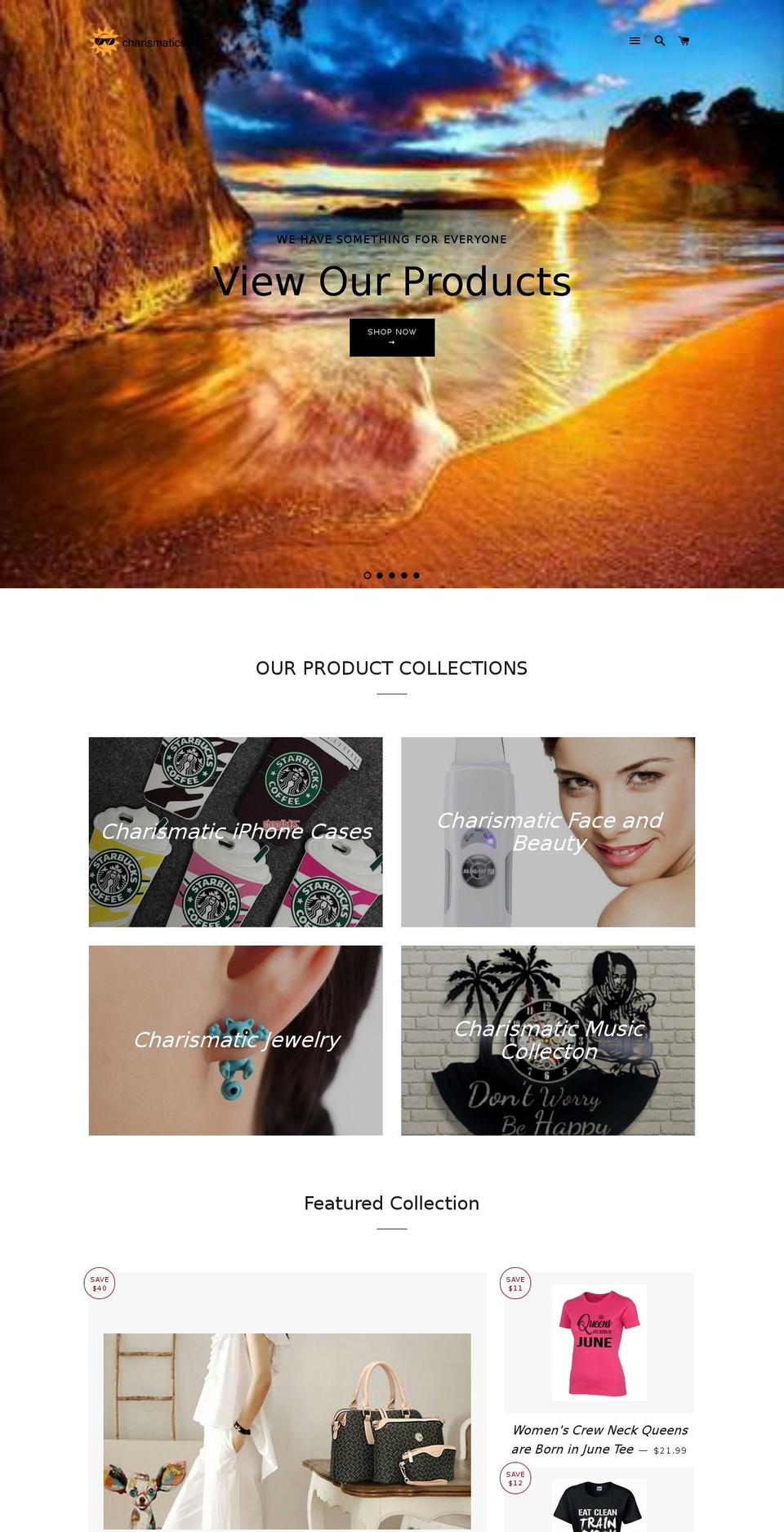 charismaticsun.com — Shopify storefront screenshot