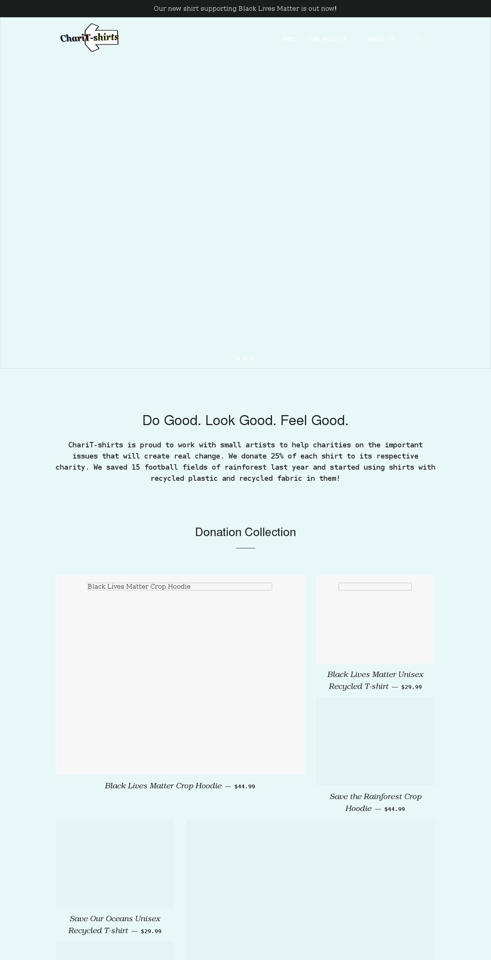 charit-shirts.com shopify website screenshot