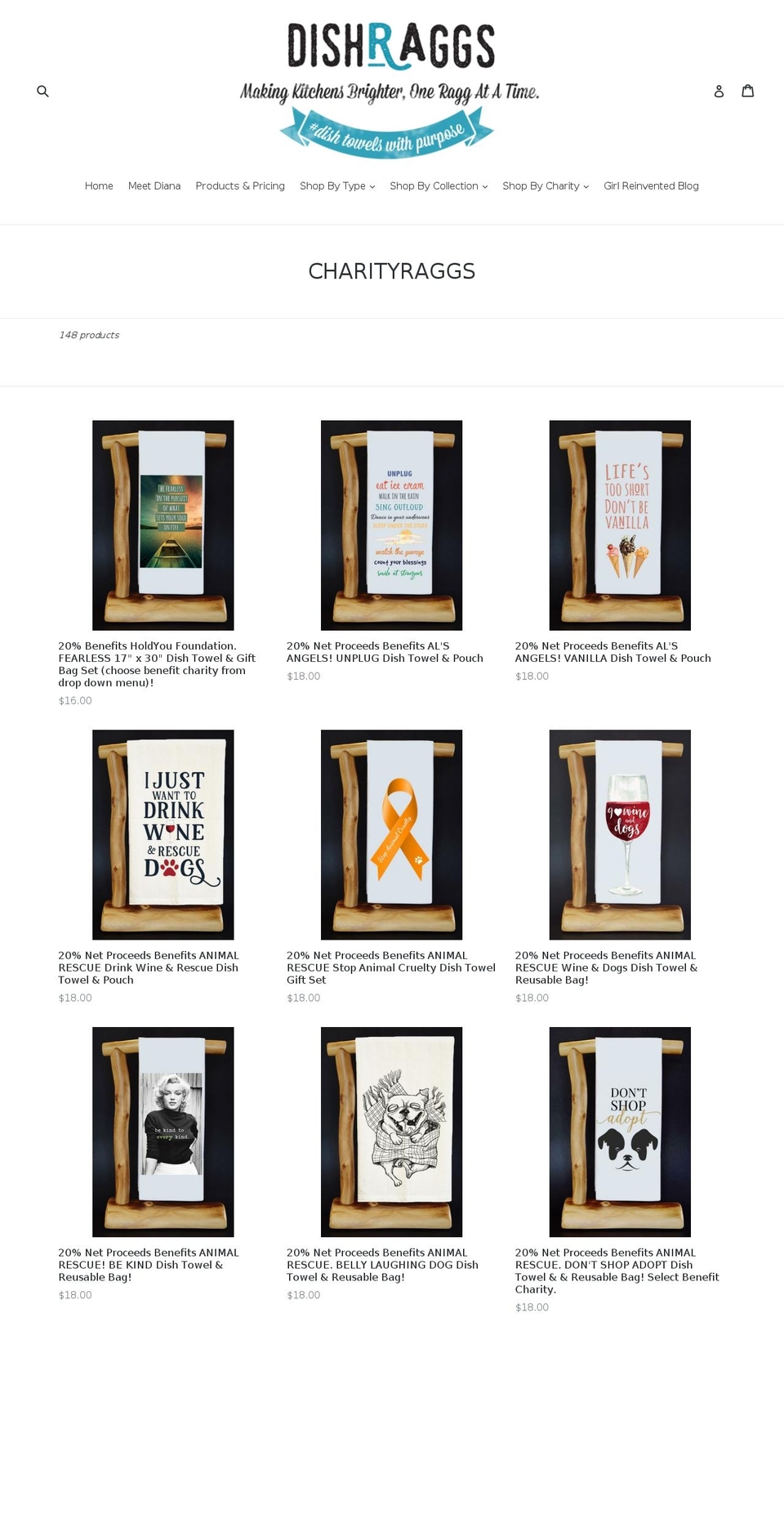 charityraggs.com — Shopify storefront screenshot