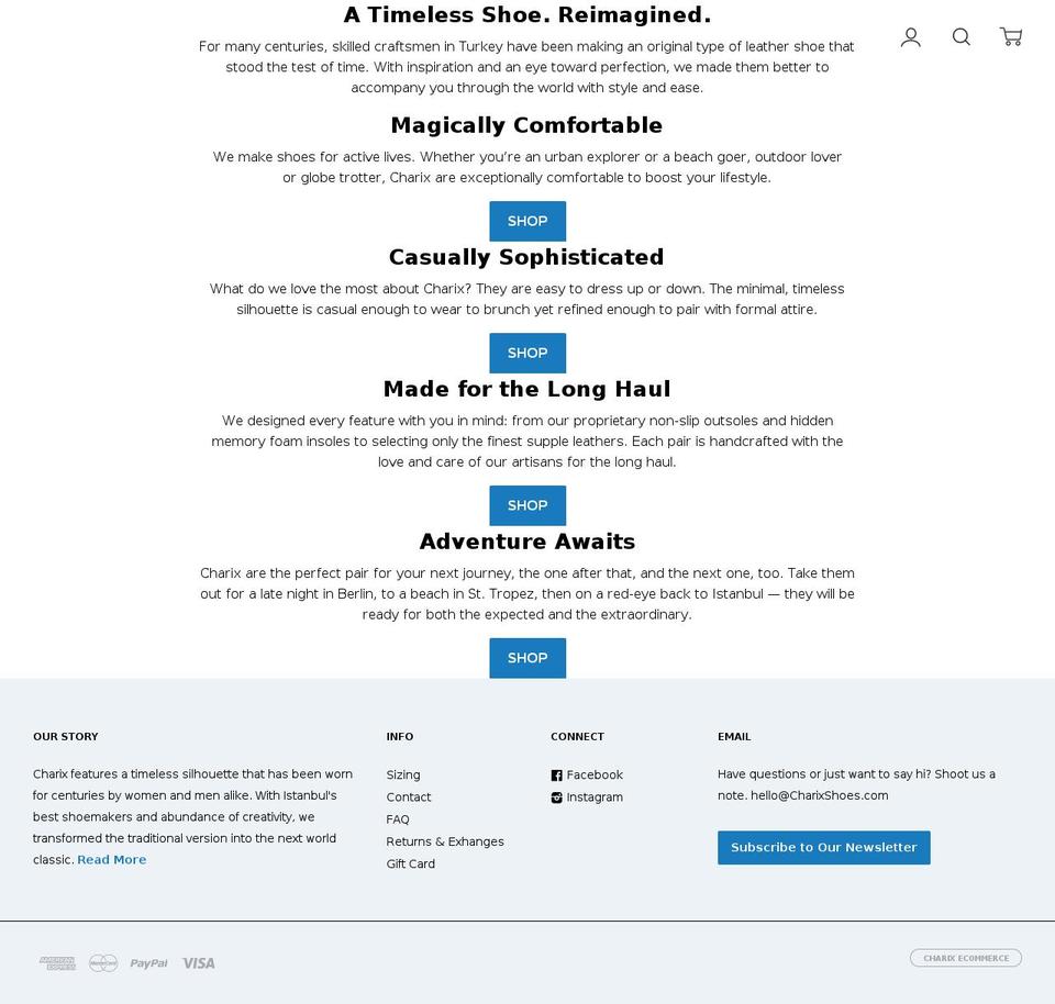 charixshoes.com shopify website screenshot