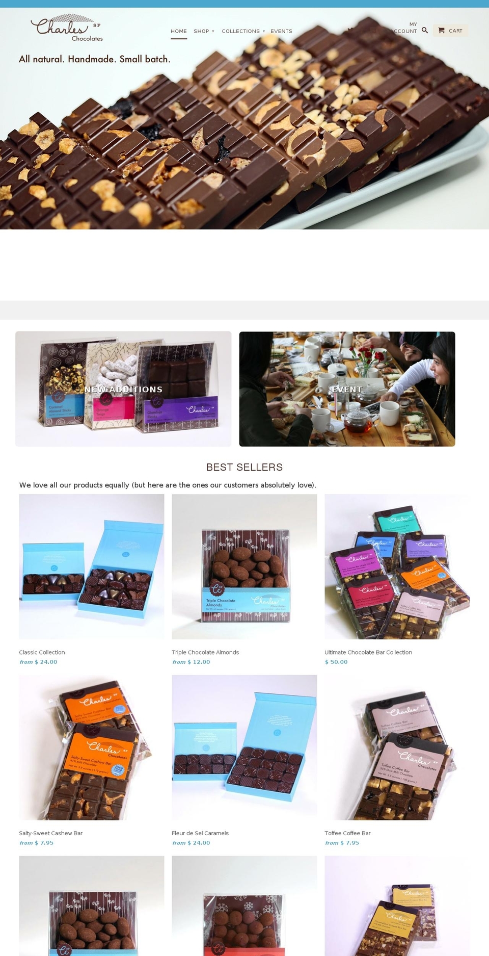 charleschocolates.com shopify website screenshot