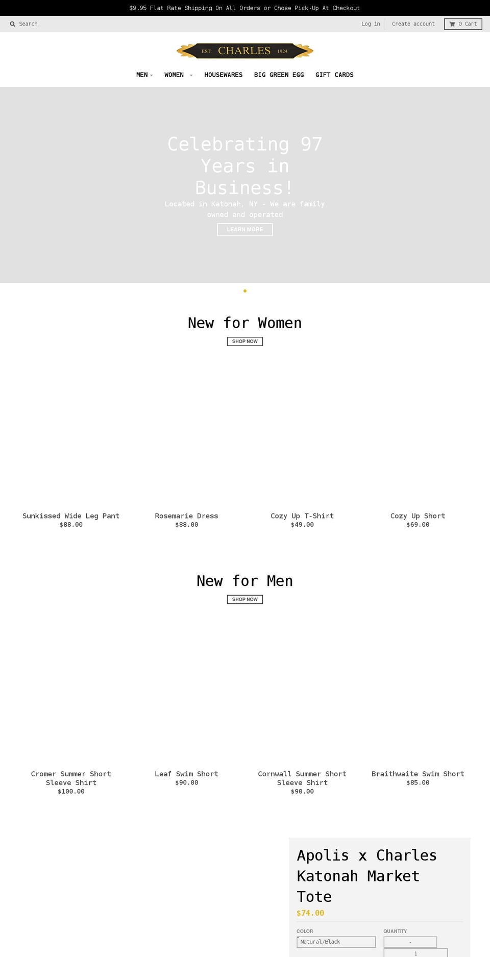 charlesdeptstore.com shopify website screenshot