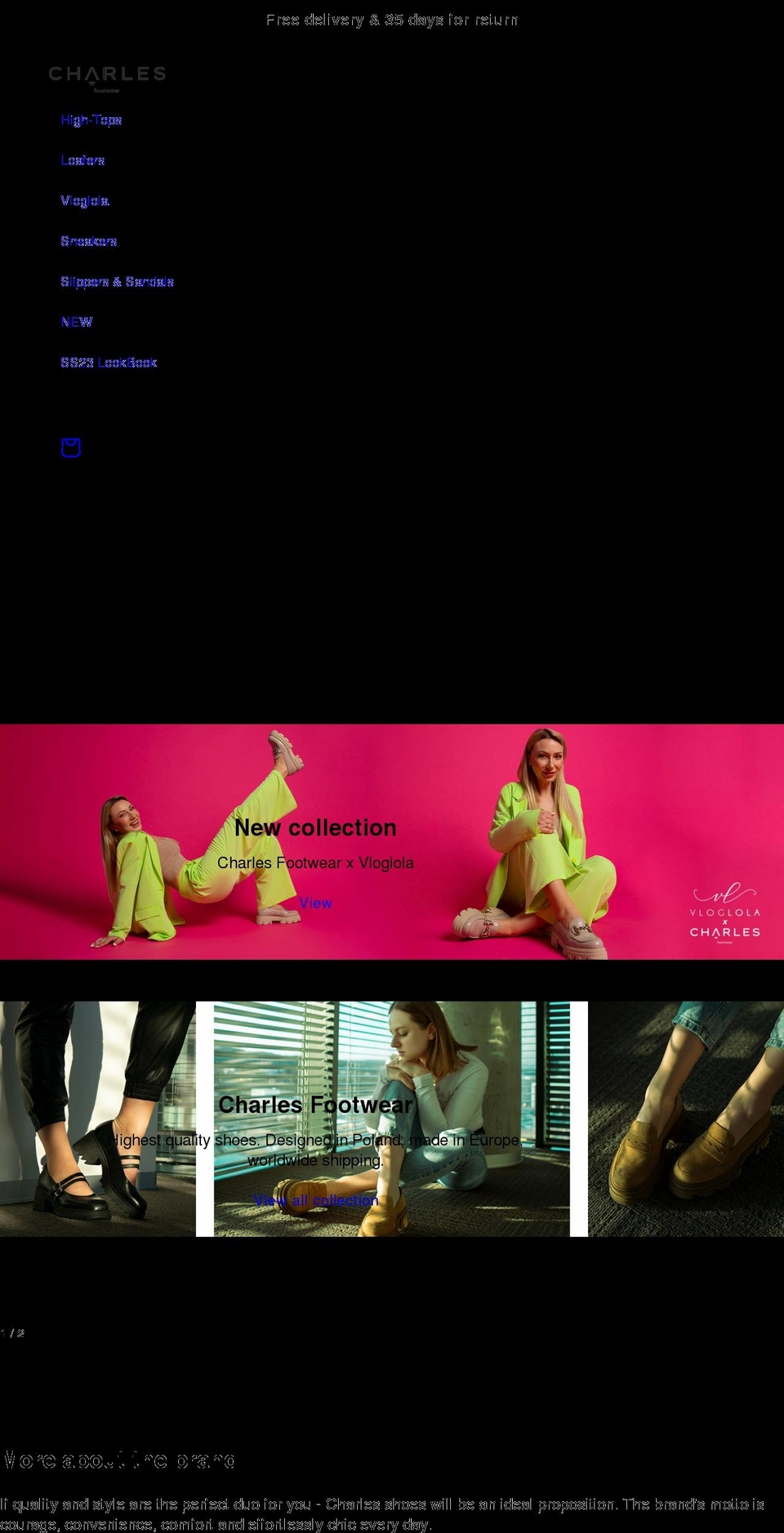 charlesfootwear.com shopify website screenshot