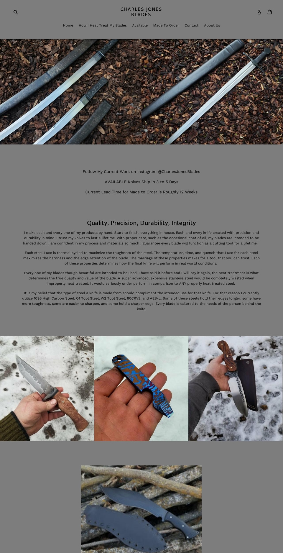 charlesjonesblades.com — Shopify storefront screenshot