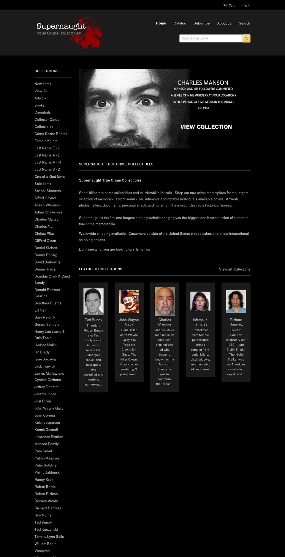 charlesmanson.net shopify website screenshot